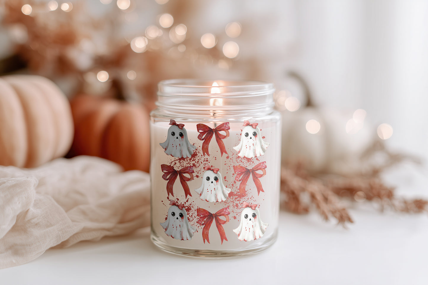 Bloody Ghosts Kerze – Halloween Kerze Sojawachs vegan, Lustige Herbst Duftkerze, Spooky Candle Geschenkidee Frauen, Cozy Deko Wohnzimmer