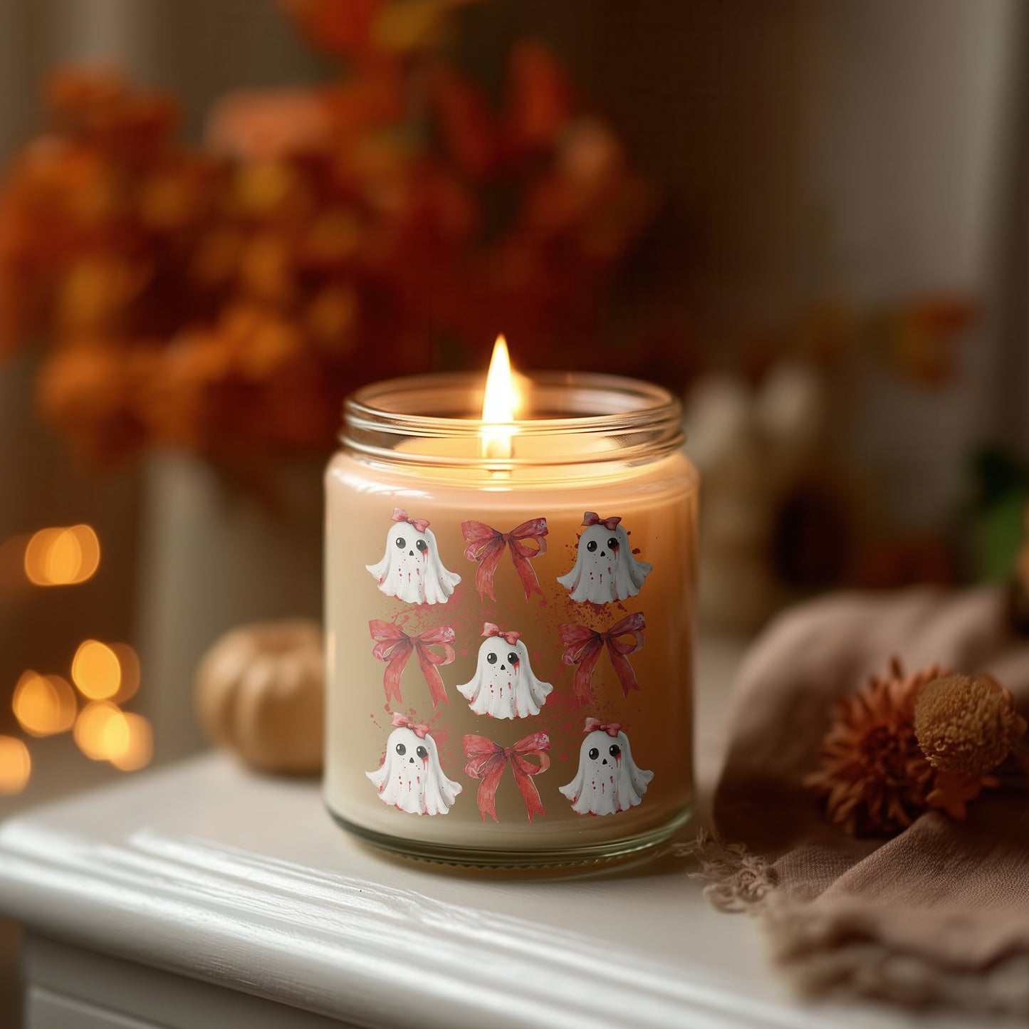 Bloody Ghosts Kerze – Halloween Kerze Sojawachs vegan, Lustige Herbst Duftkerze, Spooky Candle Geschenkidee Frauen, Cozy Deko Wohnzimmer