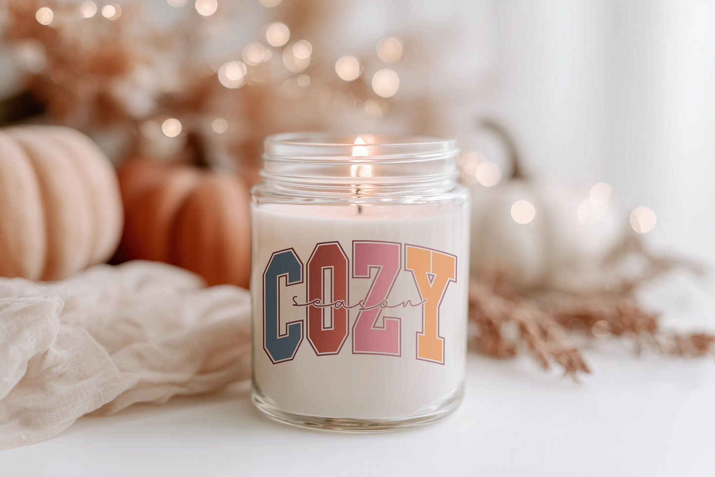 Herbst Kerze Glas Cozy Season Candle | Vegane Duftkerze Sojawachs | Geschenkidee Frauen | Cozy Candle Home Decor Herbst Halloween