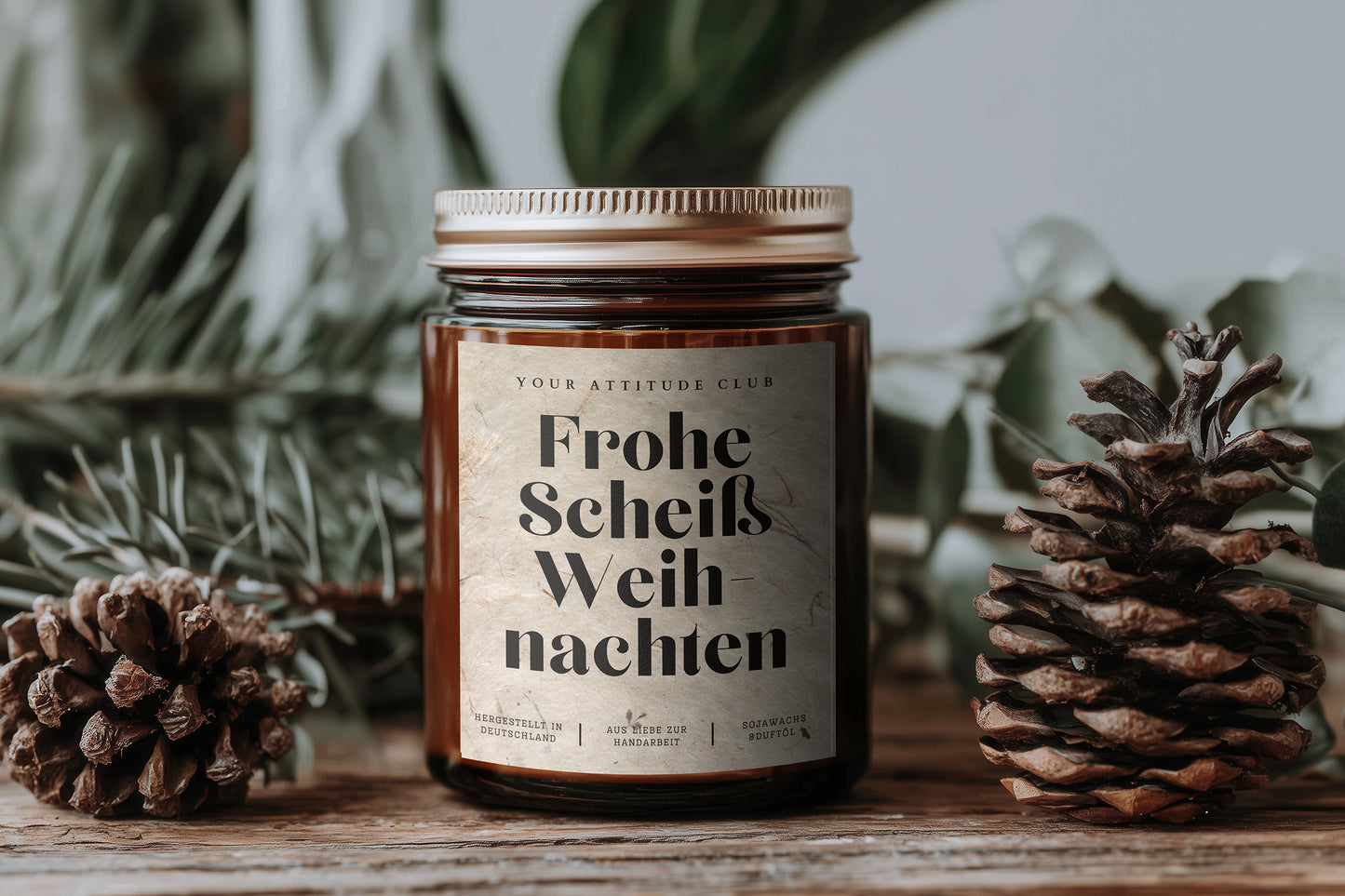 All I want for Christmas is sex – Freche Weihnachtskerze im Amberglas mit Naturgraspapier-Etikett, 120 ml & 160 ml, 30–40h Brenndauer, mit/ohne Duft