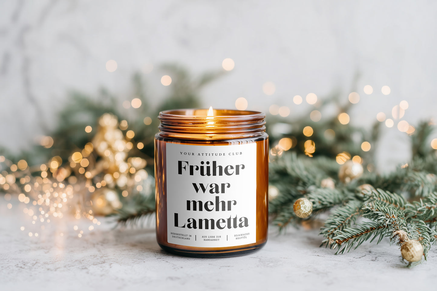 Frohe Weihnachten – Edle Weihnachtskerze im Amberglas, Handmade Sojawachs, Geschenkidee Weihnachten für Freunde, Familie, Kollegen, Partner & Nachbarn