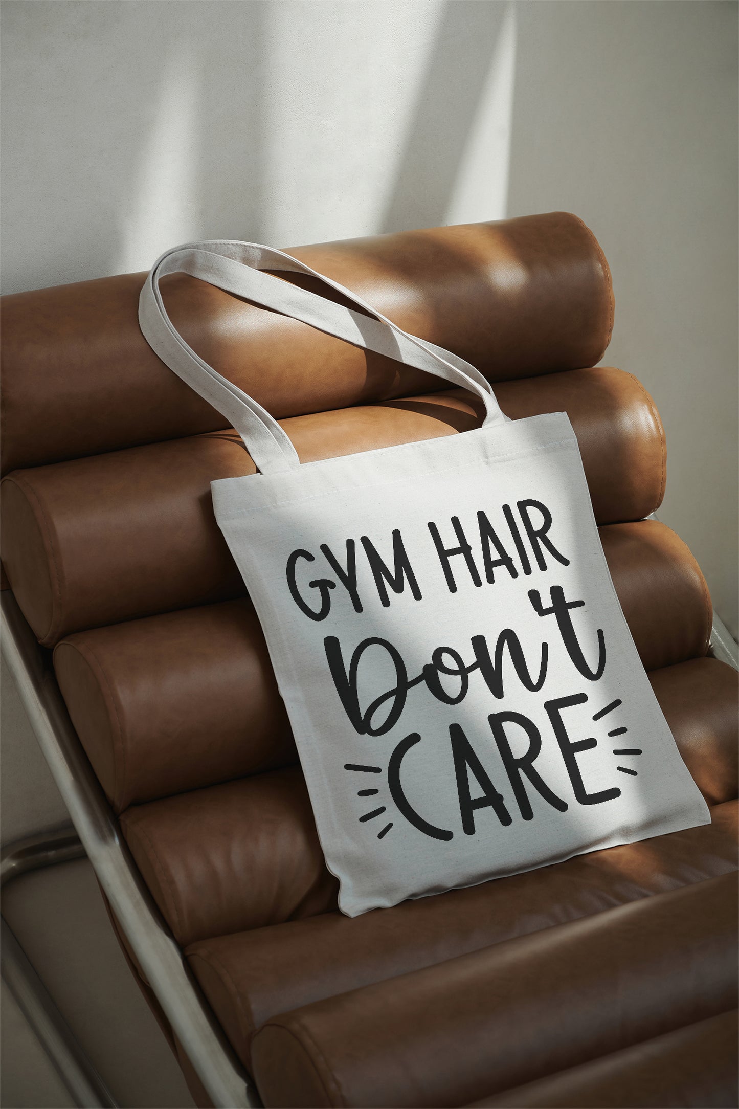 Gym hair don’t care Baumwolltasche Stoffbeutel Fitness Gym Bag Training Tasche Sporttasche nachhaltig Jutebeutel Schultertasche Einkaufstasche bedruckt