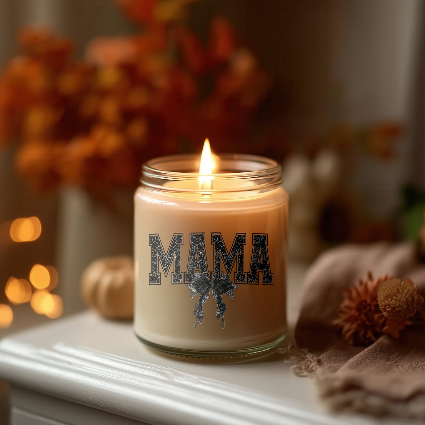 Mama Kerze Geschenkidee Glas-Duftkerze | vegane Sojawachs Kerze | Herbstkerze & Halloween Deko für Zuhause