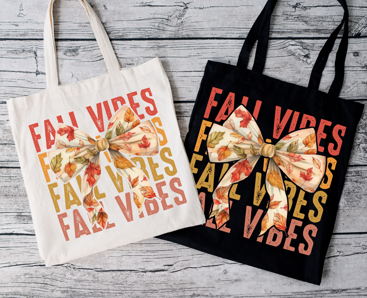 Herbst Vibes Schleife | Tragetasche mit Spruch – Baumwollbeutel mit Attitude