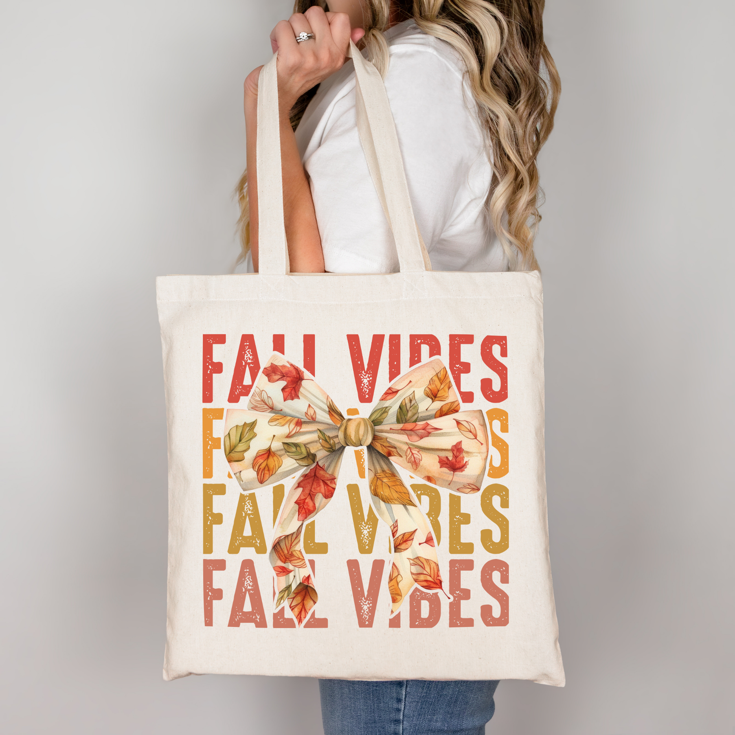 Herbst Vibes Schleife | Tragetasche mit Spruch – Baumwollbeutel mit Attitude
