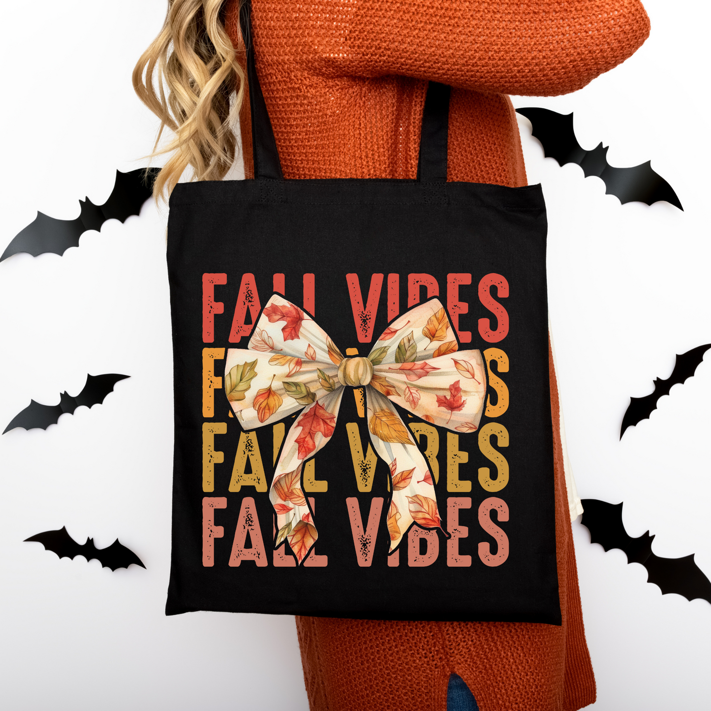 Herbst Vibes Schleife | Tragetasche mit Spruch – Baumwollbeutel mit Attitude