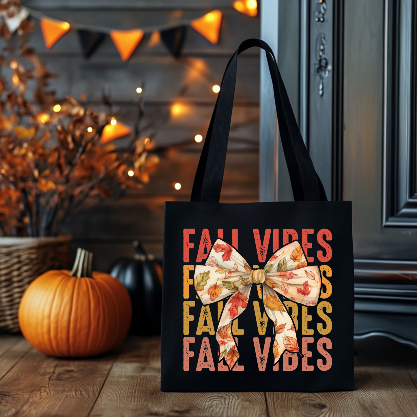 Herbst Vibes Schleife | Tragetasche mit Spruch – Baumwollbeutel mit Attitude