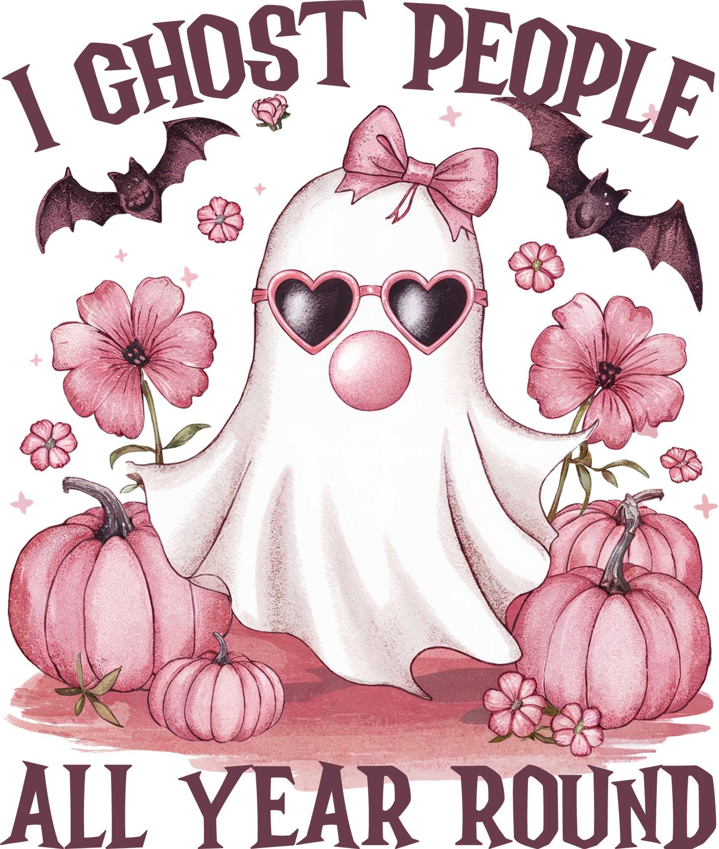 Halloween Baumwolltasche – I Ghost People All Year Round – Schwarze & Beige Tote Bag – DTG Druck – Geschenk für Geisterfans – Motiv auch als Bügelbild