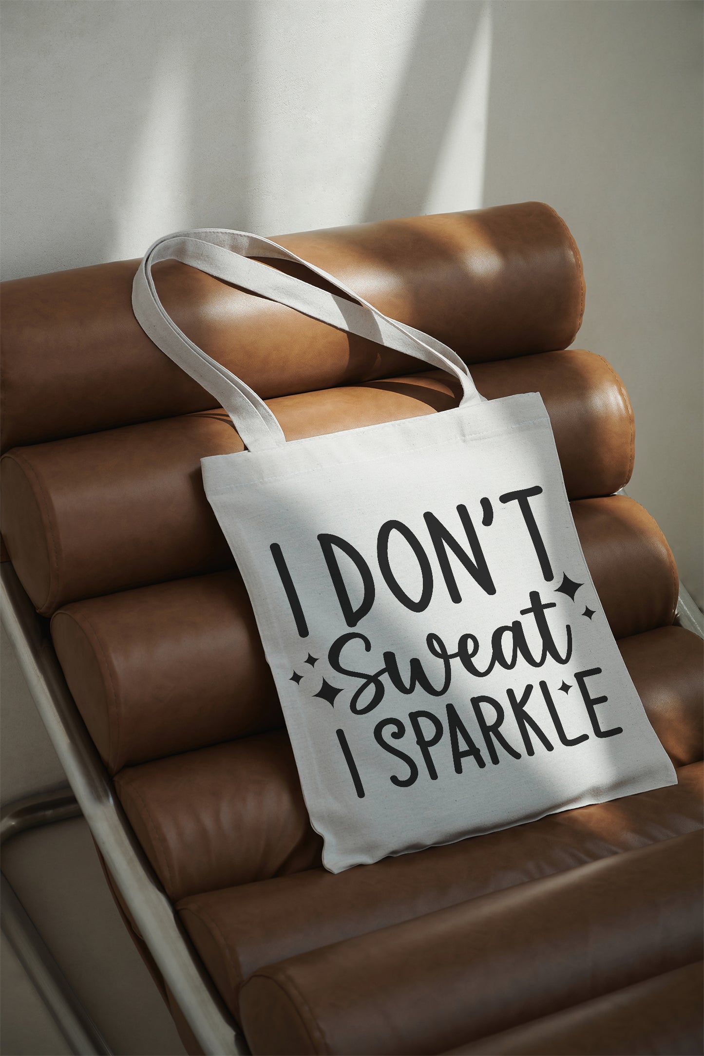I don’t sweat I sparkle Baumwolltasche Stoffbeutel Gym Bag Fitness Tasche Sport Motivation Spruchbeutel nachhaltig Schultertasche Shopper Einkaufstasche