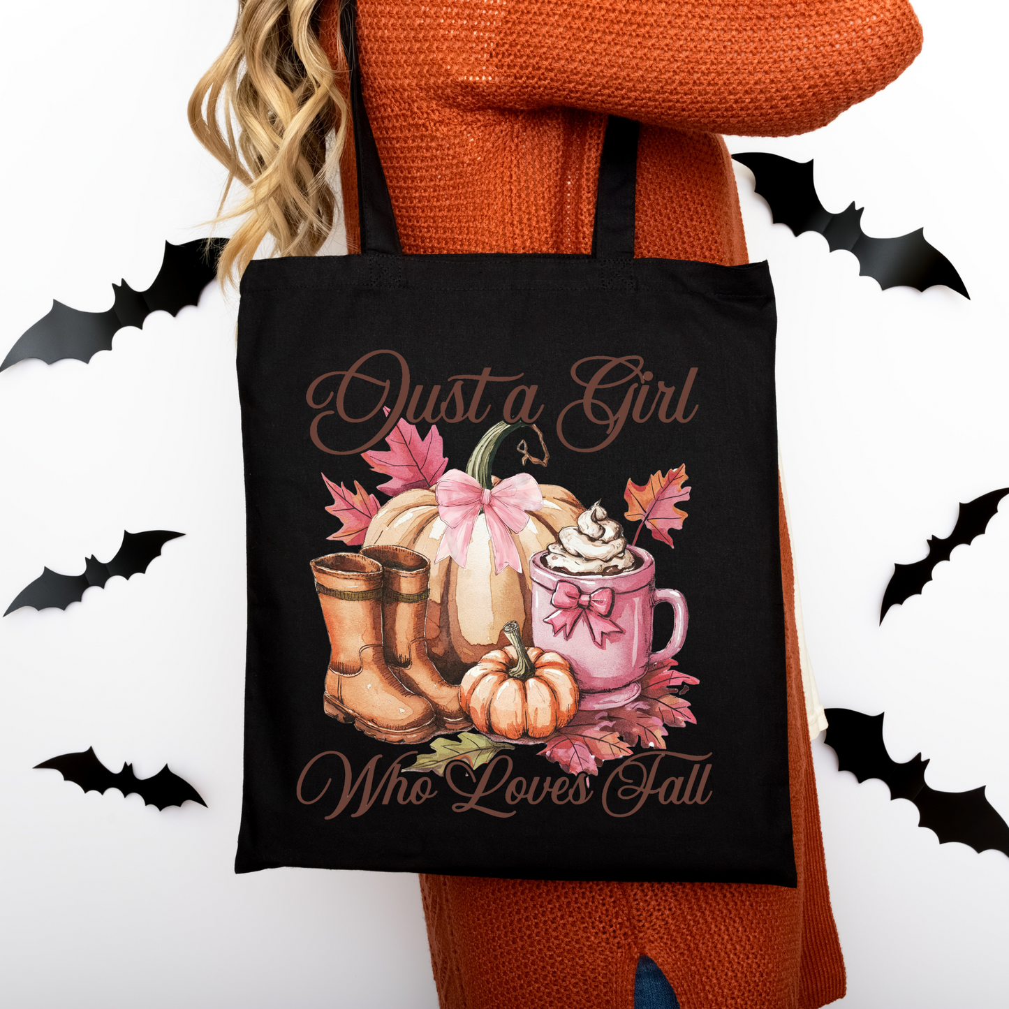 Just a Girl Who Loves Fall | Tragetasche mit Spruch – Baumwollbeutel mit Attitude