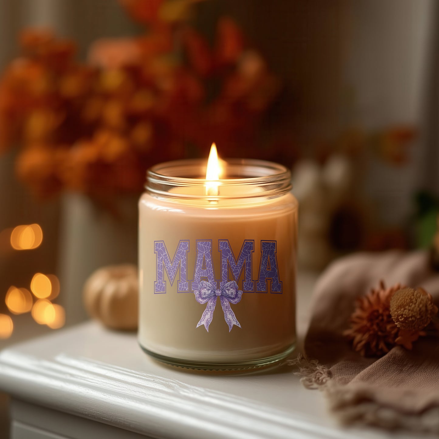 Mama Kerze Geschenk Duftkerze Homedecor Glas Vegan Sojawachs Herbst Halloween Deko
