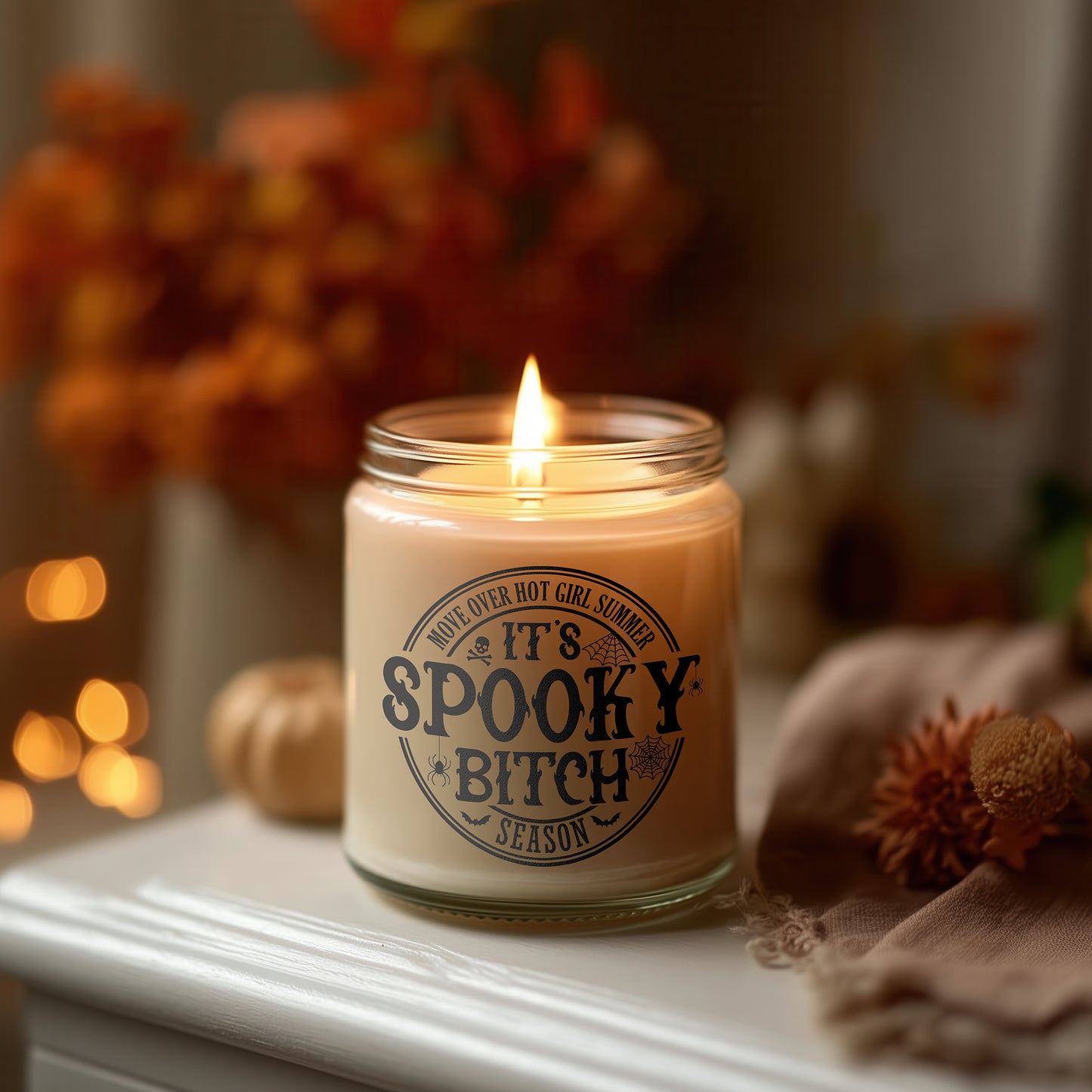 It’s Spooky Bitch Season Kerze Halloween Duftkerze Glasdeko Geschenkidee Herbst Vegan Sojawachs Homedecor
