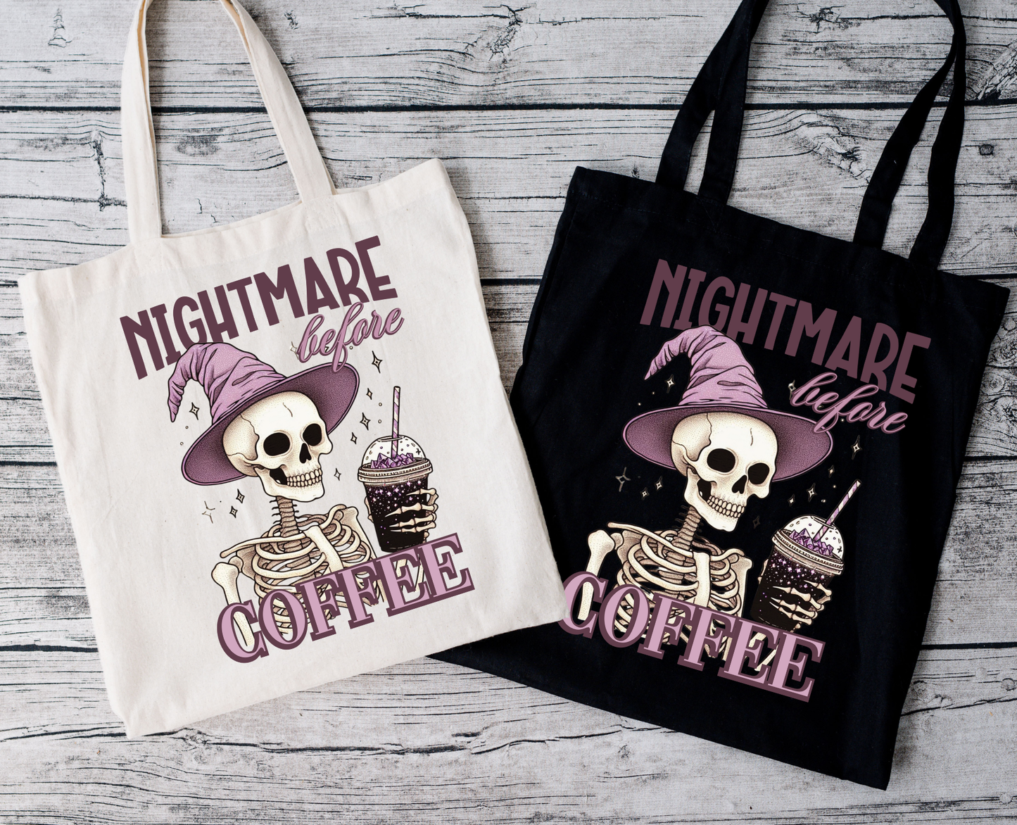 Nightmare before Coffee | Tragetasche mit Spruch – Baumwollbeutel mit Attitude