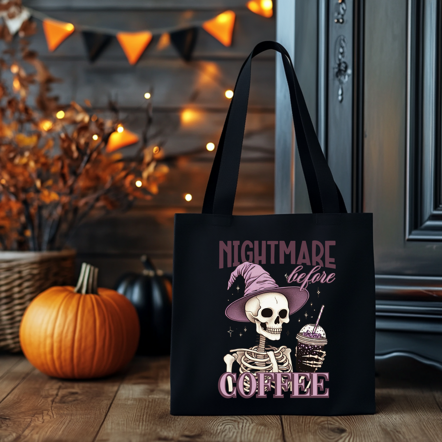Nightmare before Coffee | Tragetasche mit Spruch – Baumwollbeutel mit Attitude