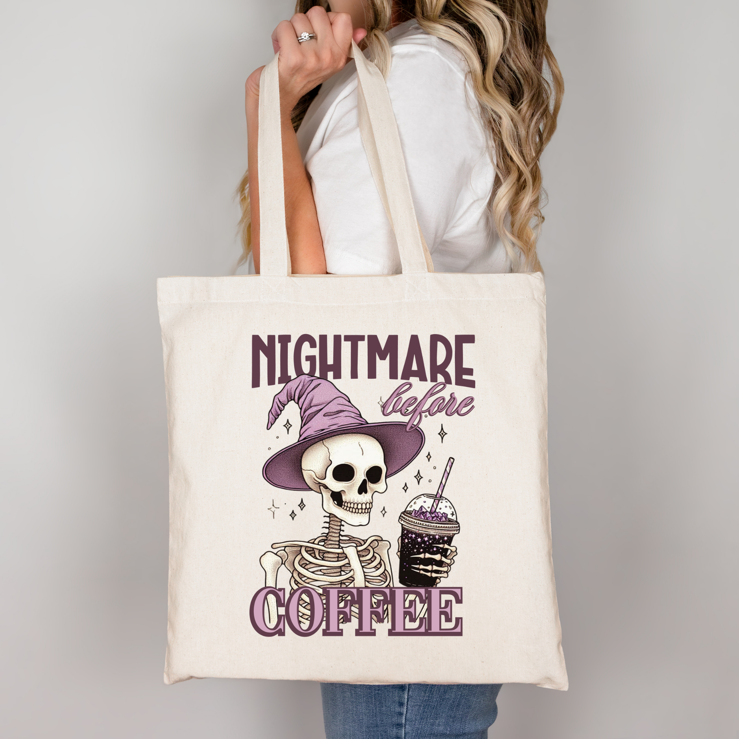 Nightmare before Coffee | Tragetasche mit Spruch – Baumwollbeutel mit Attitude