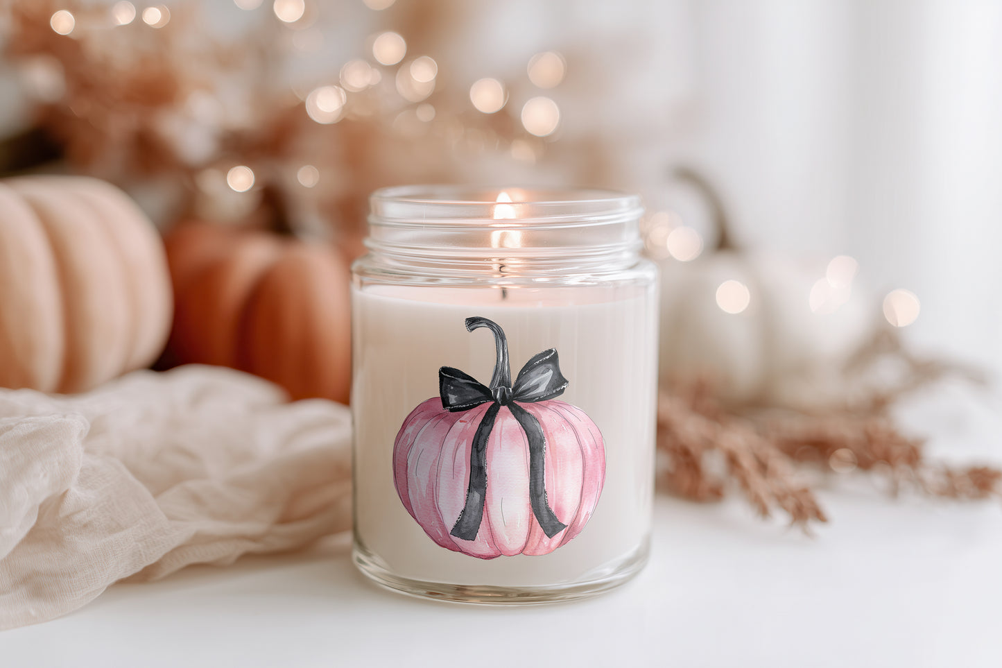 Pinky Pumpkin Kerze Halloween Kürbis Duftkerze Glas vegan Sojawachs Herbstdeko Homedecor Geschenkidee