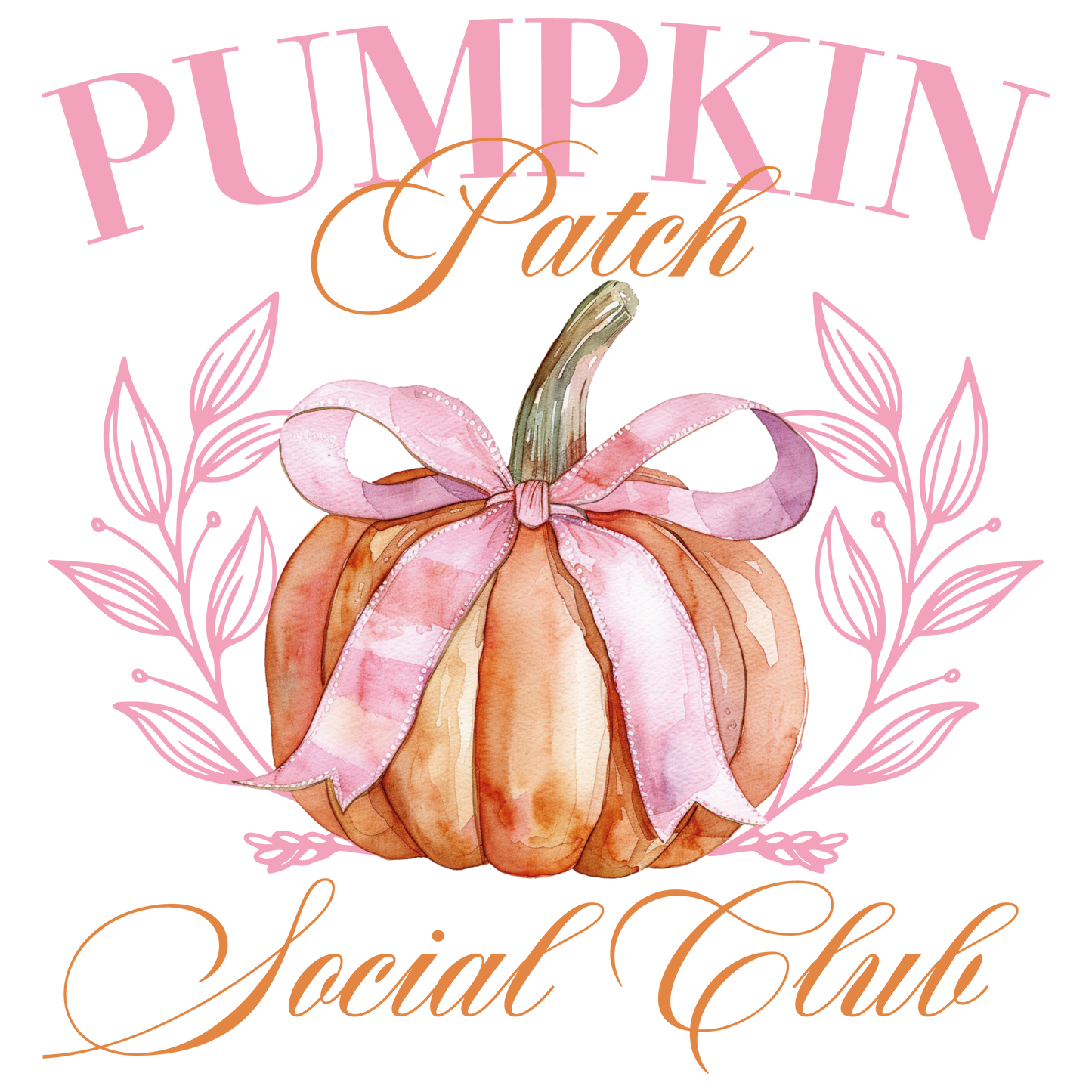 Herbst Tasche Kürbis Design – Pumpkin Patch Social Club Baumwollbeutel – Halloween Einkaufstasche in Beige, Schwarz oder Rosa – Auch als Bügelbild für Shirts, Kissen & Co.