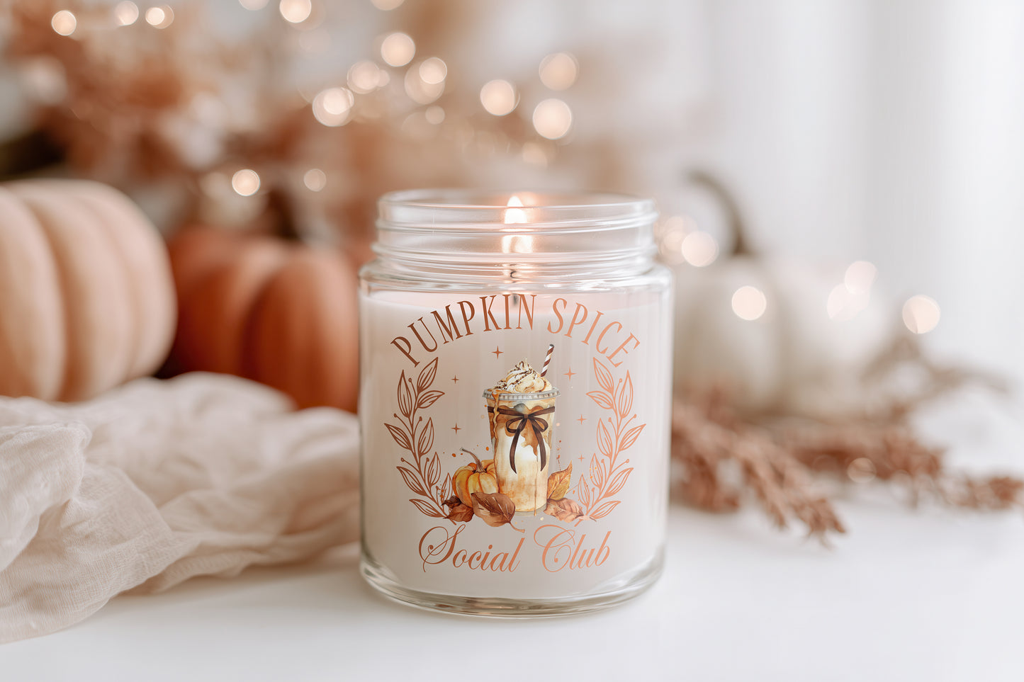 Pumpkin Spice Social Club Kerze vegane Duftkerze im Glas Herbstdeko Halloween Cozy Candle Geschenkidee