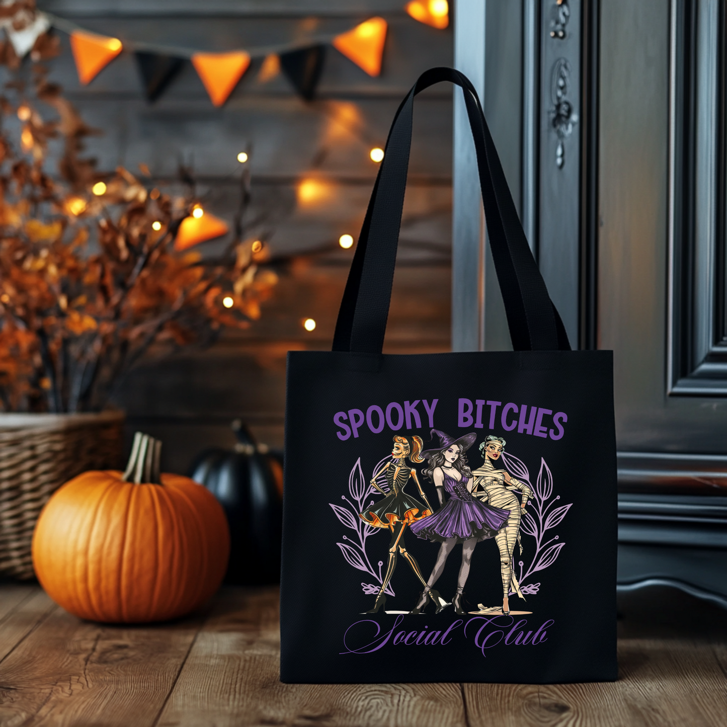 Spooky Bitches Social Club | Tragetasche mit Spruch – Baumwollbeutel mit Attitude
