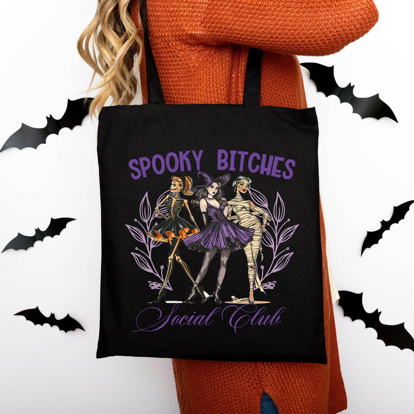 Spooky Bitches Social Club | Tragetasche mit Spruch – Baumwollbeutel mit Attitude