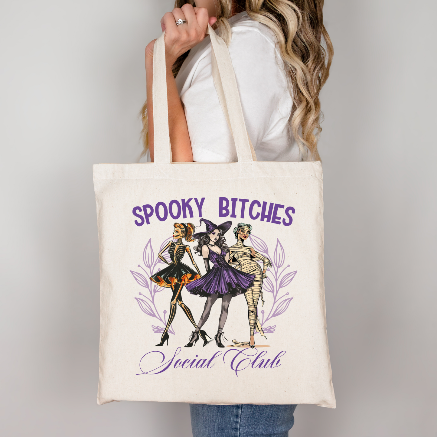 Spooky Bitches Social Club | Tragetasche mit Spruch – Baumwollbeutel mit Attitude