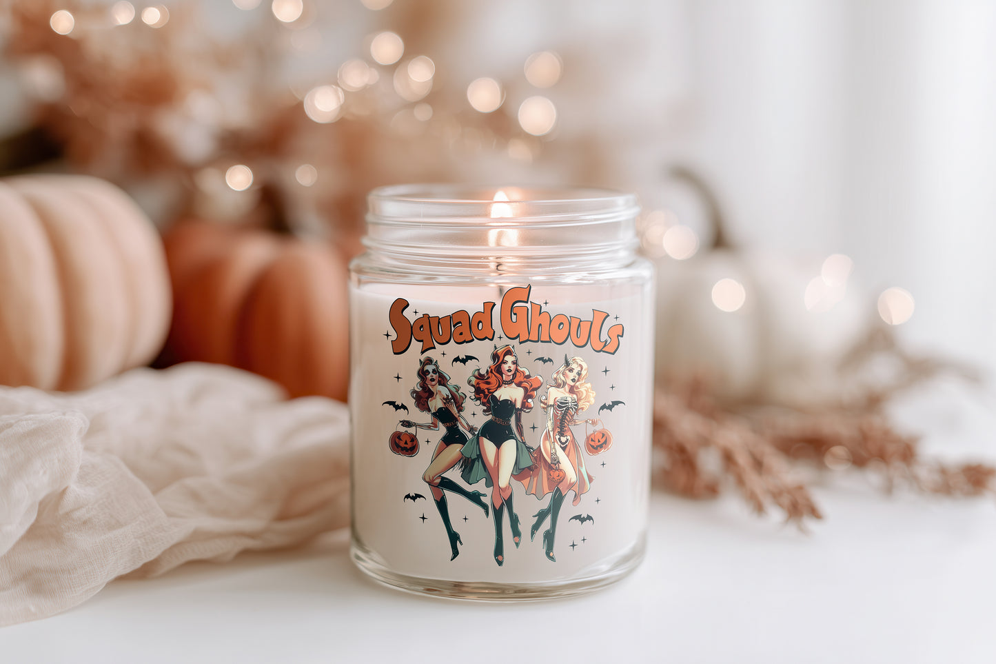 Squad Ghouls Kerze vegane Halloween Duftkerze Herbstdeko Glas Kerze spooky home decor Geschenkidee nachhaltig Sojawachs
