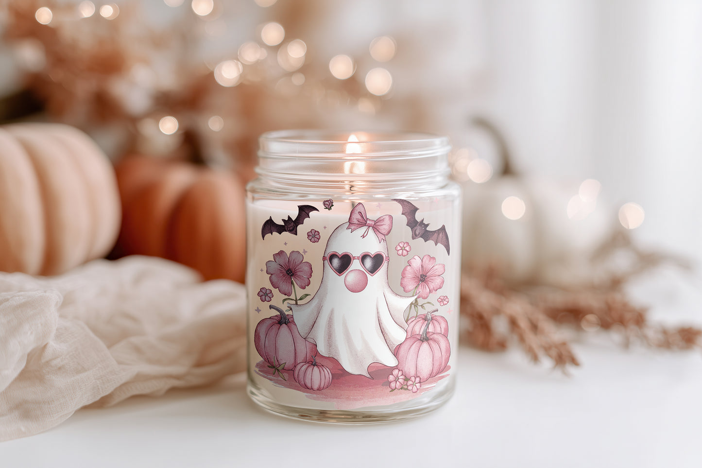 Herbst Kerze Glas Halloween Motiv | Duftkerze vegan Sojawachs | Deko Geschenk Home Decor Frauen | Cozy Candle Autumn Edition