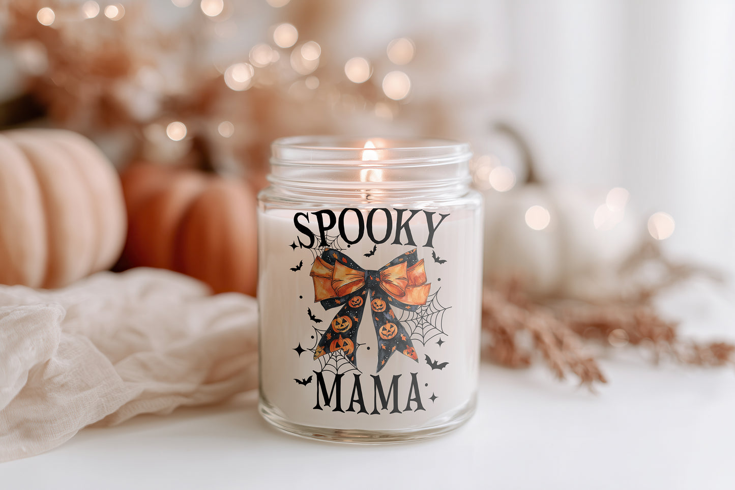 Spooky Mama Halloween Kerze Herbst Duftkerze Vegan Sojawachs Transparent Glas Geschenkidee Homedecor