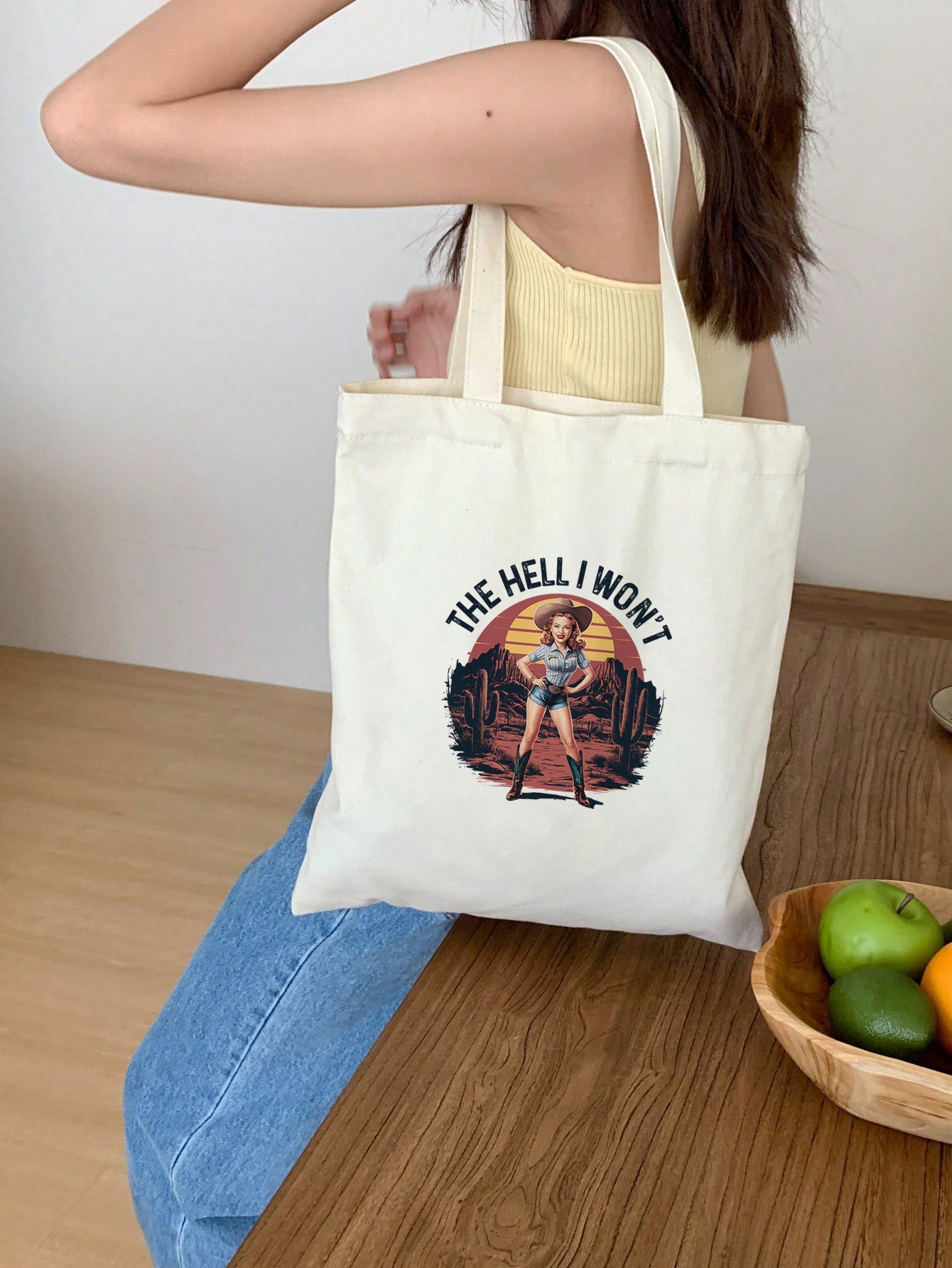 the hell i wont Baumwollbeutel Stofftasche lustig retro vintage nachhaltig Spruchtasche Festival Geschenkidee Damen Herren 38x42 cm 11 Farben Baumwolltasche