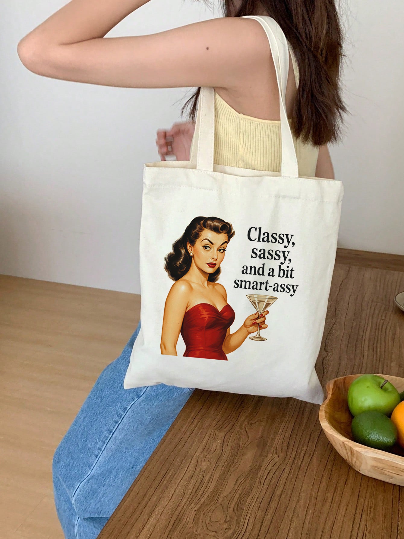 classy-sassy-smart-assy Baumwollbeutel Stofftasche 38x42 cm 11 Farben nachhaltig lustige Tragetasche Shopper Geschenkidee Retro Vintage Humor