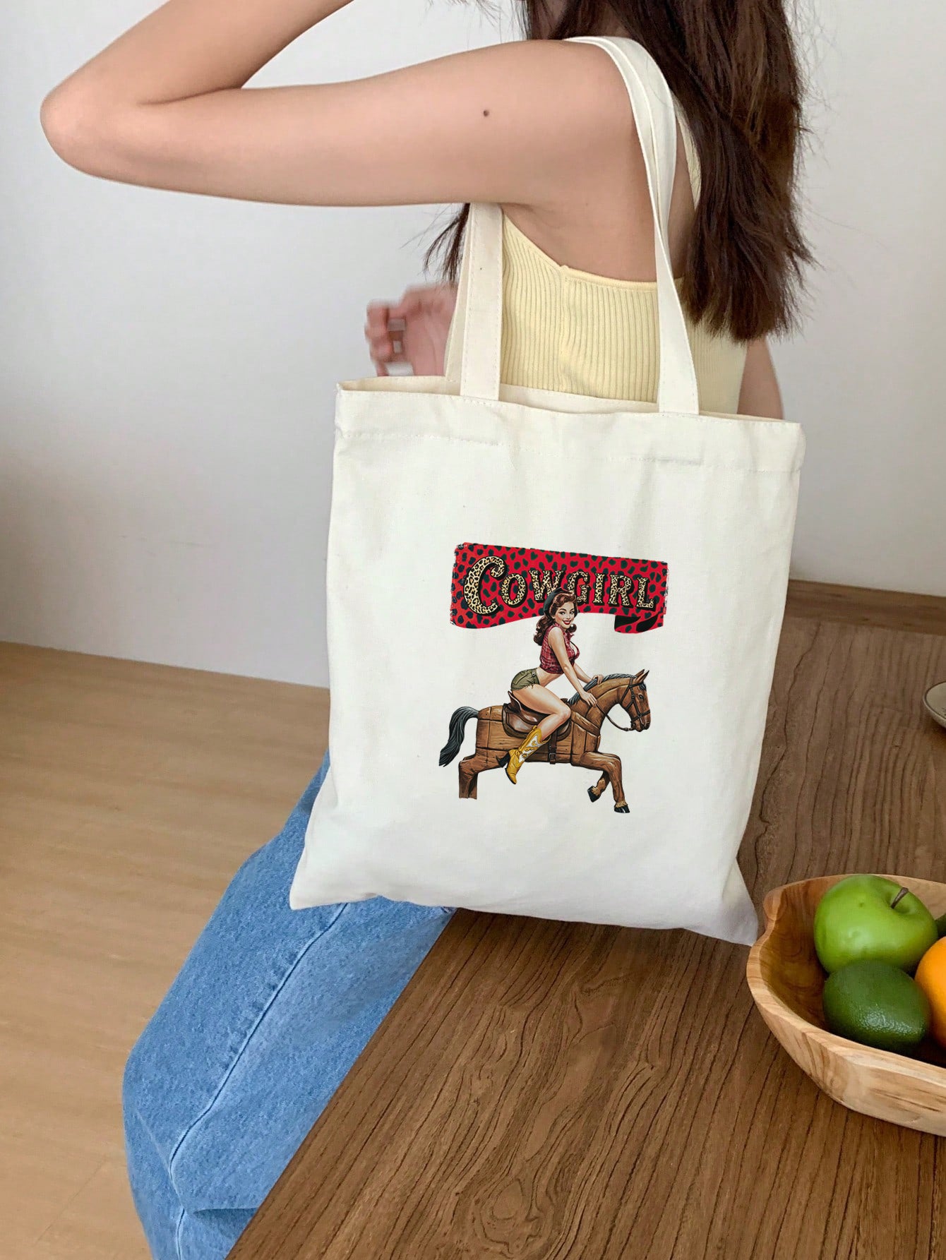 Cowgirl Baumwollbeutel 38x42 cm 70 cm Henkel 11 Farben Stofftasche Umhängetasche Einkaufstasche Jutebeutel nachhaltig wiederverwendbar robust langlebig fair produziert