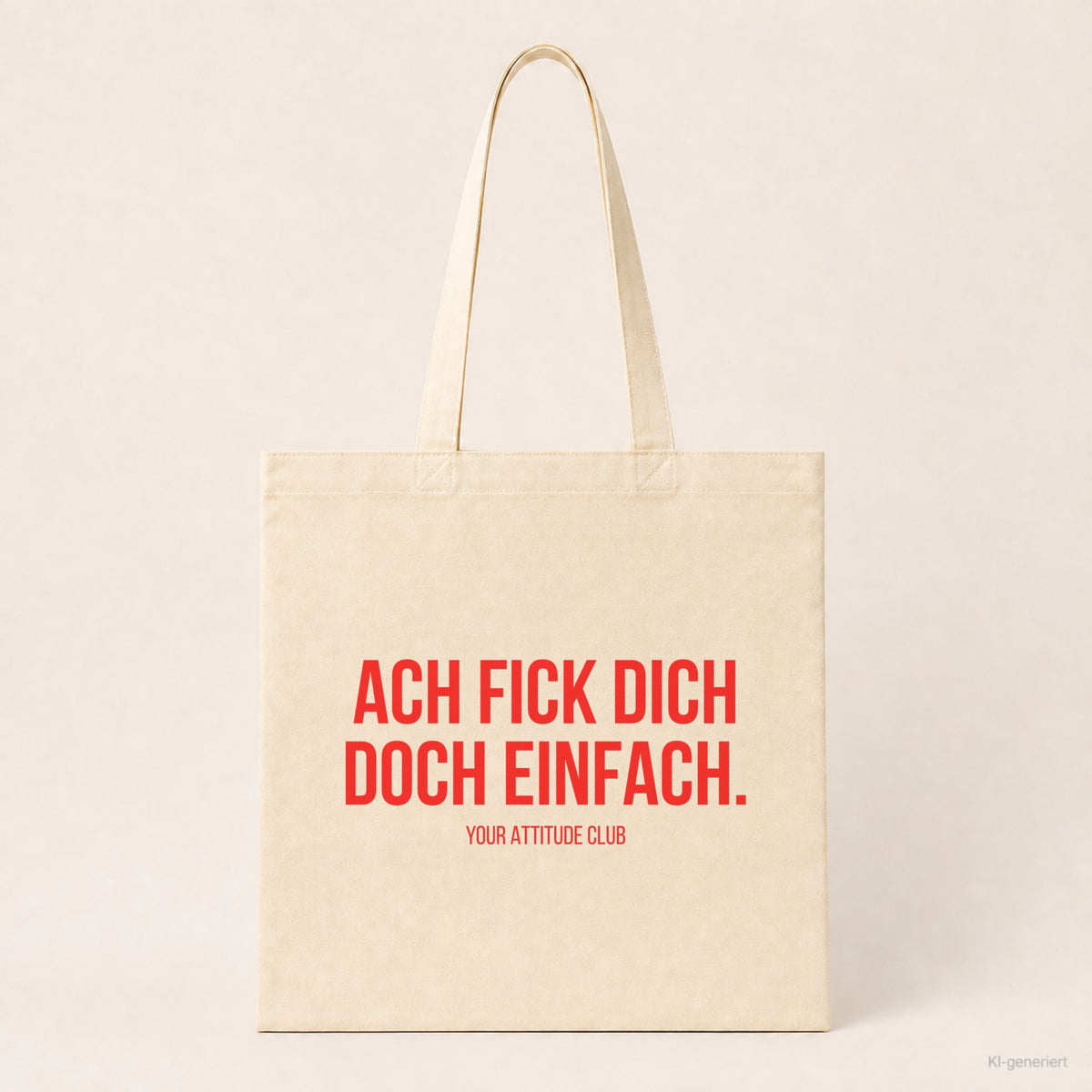 Ach fick dich doch einfach. – Stoffbeutel mit Spruch beige, Produktansicht