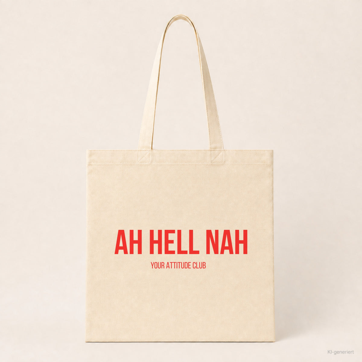 Ah hell nah – Stoffbeutel mit Spruch beige, Produktansicht