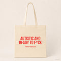 Autistic and ready to f*ck – Stoffbeutel mit Spruch beige, Produktansicht