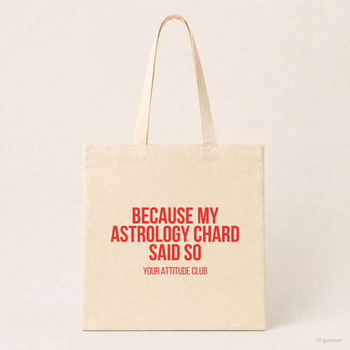 Because my astrology chard said so – Stoffbeutel mit Spruch beige, Produktansicht