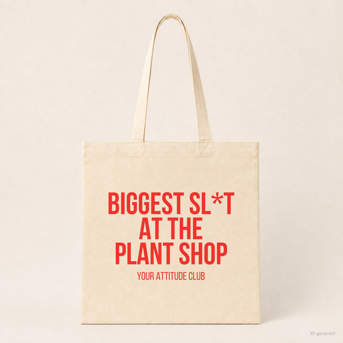 Biggest sl*t at the plant shop – Stoffbeutel mit Spruch beige, Produktansicht