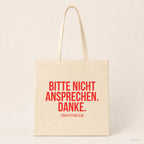 Bitte nicht ansprechen. Danke. – Stoffbeutel mit Spruch beige, Produktansicht