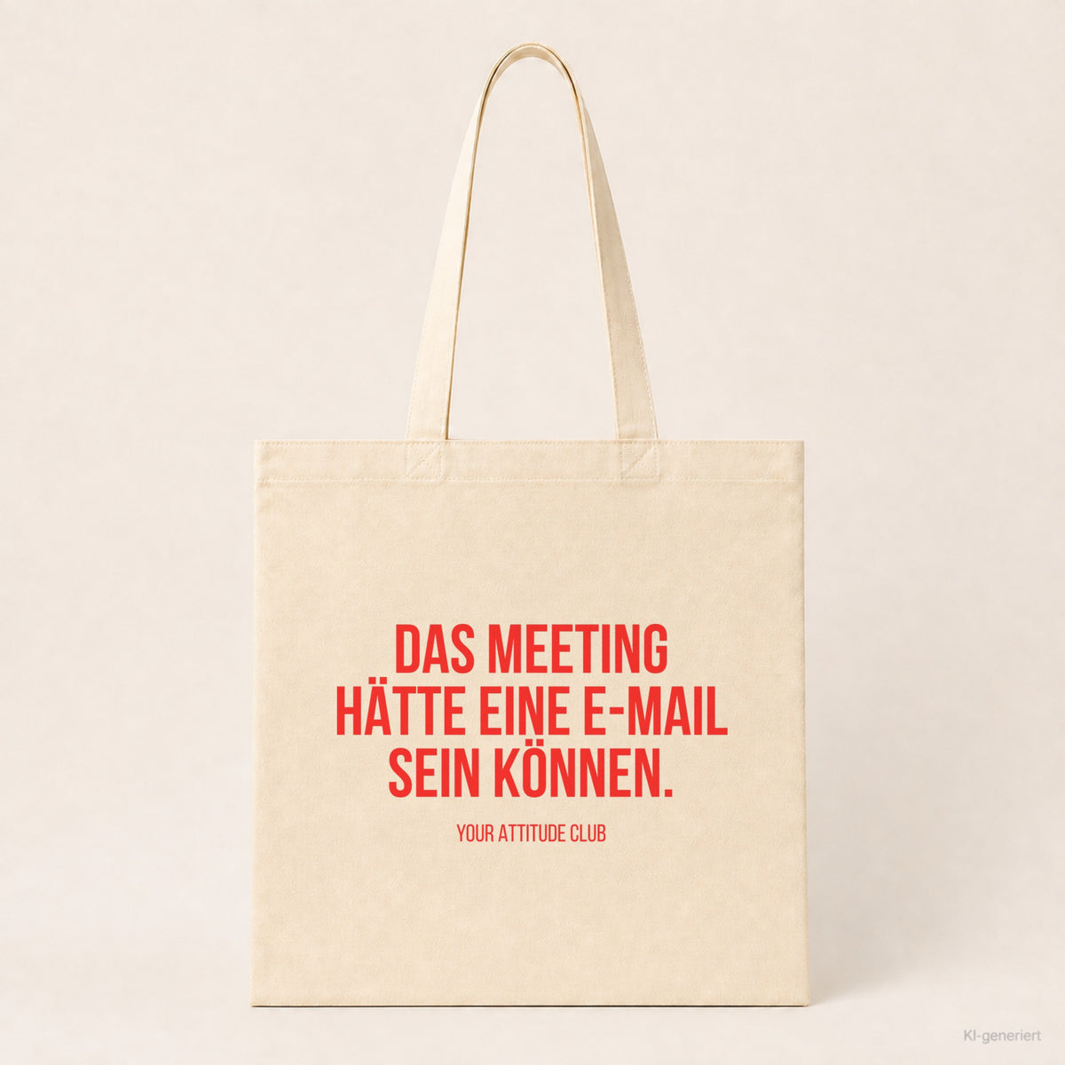 Das Meeting hätte eine E-Mail sein können. – Stoffbeutel mit Spruch beige, Produktansicht