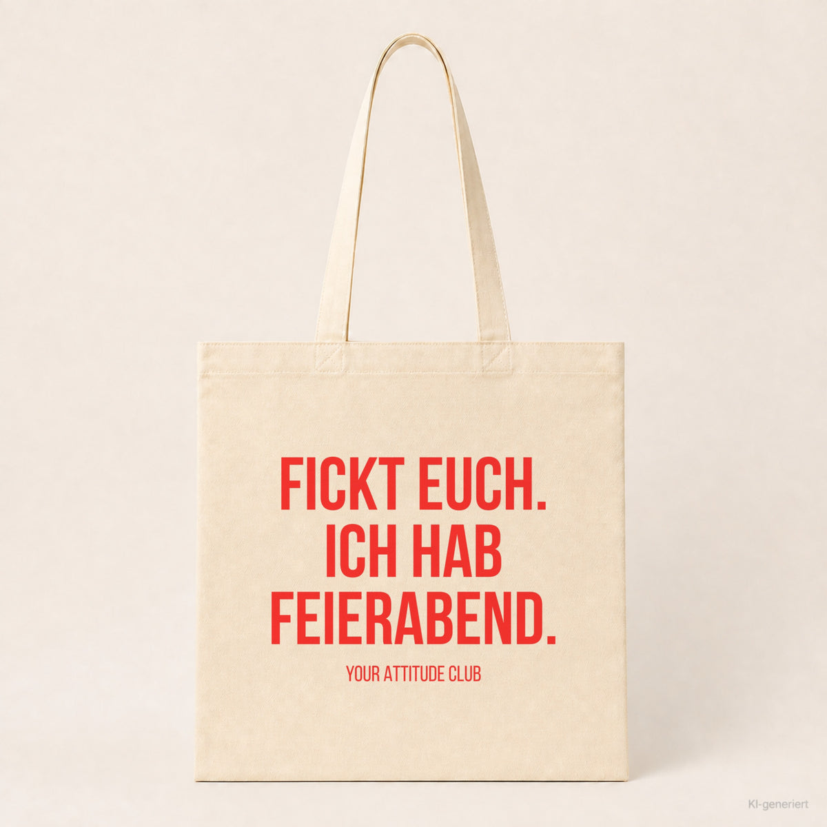 Fickt euch. Ich hab Feierabend. – Stoffbeutel mit Spruch beige, Produktansicht