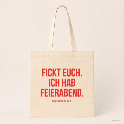Fickt euch. Ich hab Feierabend. – Stoffbeutel mit Spruch beige, Produktansicht