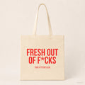 Fresh out of f*cks – Stoffbeutel mit Spruch beige, Produktansicht