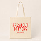 Fresh out of f*cks – Stoffbeutel mit Spruch beige, Produktansicht