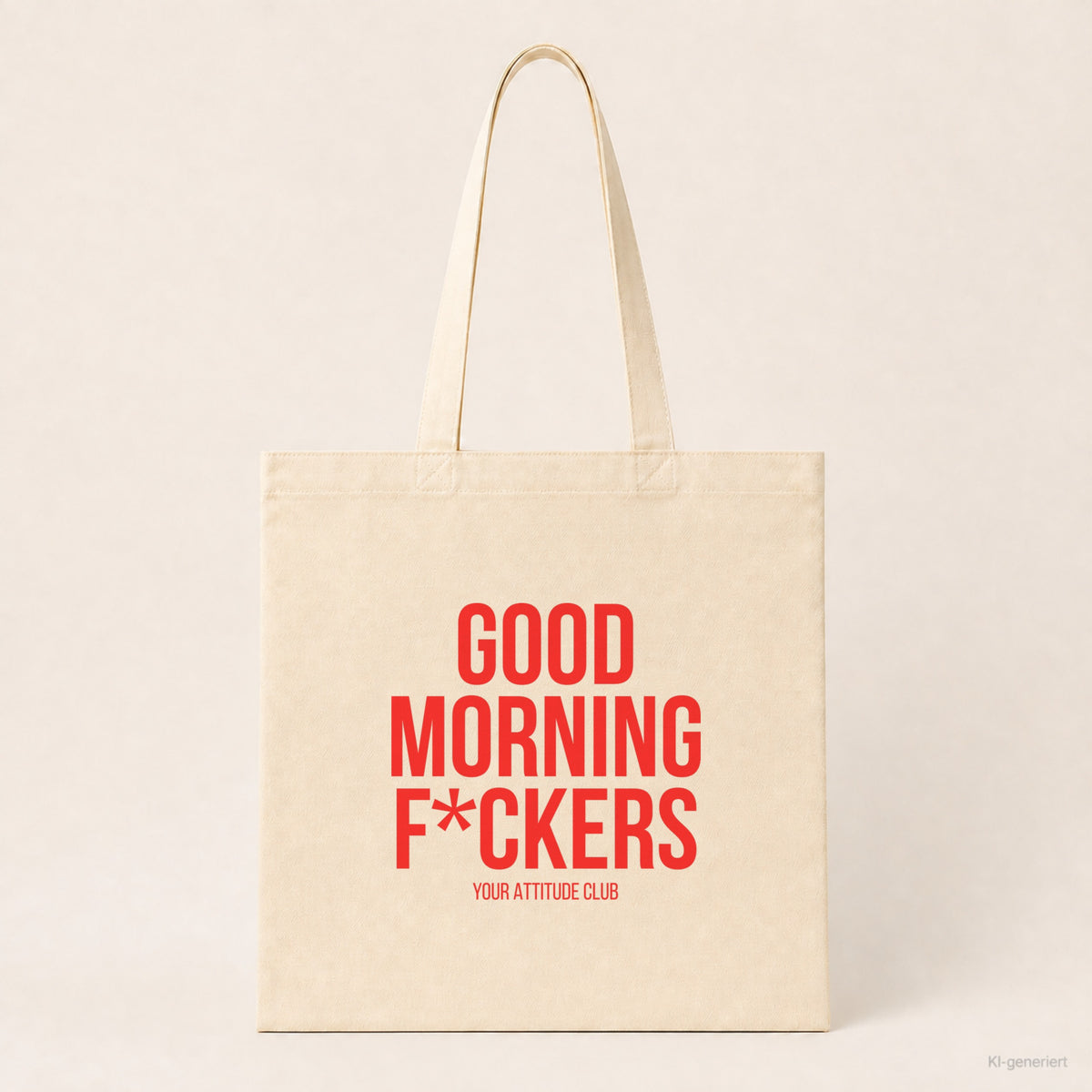 Good morning f*ckers – Stoffbeutel mit Spruch beige, Produktansicht