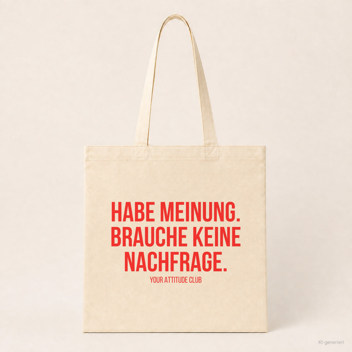Habe Meinung. Brauche keine Nachfrage. – Stoffbeutel mit Spruch beige, Produktansicht