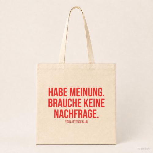 Habe Meinung. Brauche keine Nachfrage. – Stoffbeutel mit Spruch beige, Produktansicht