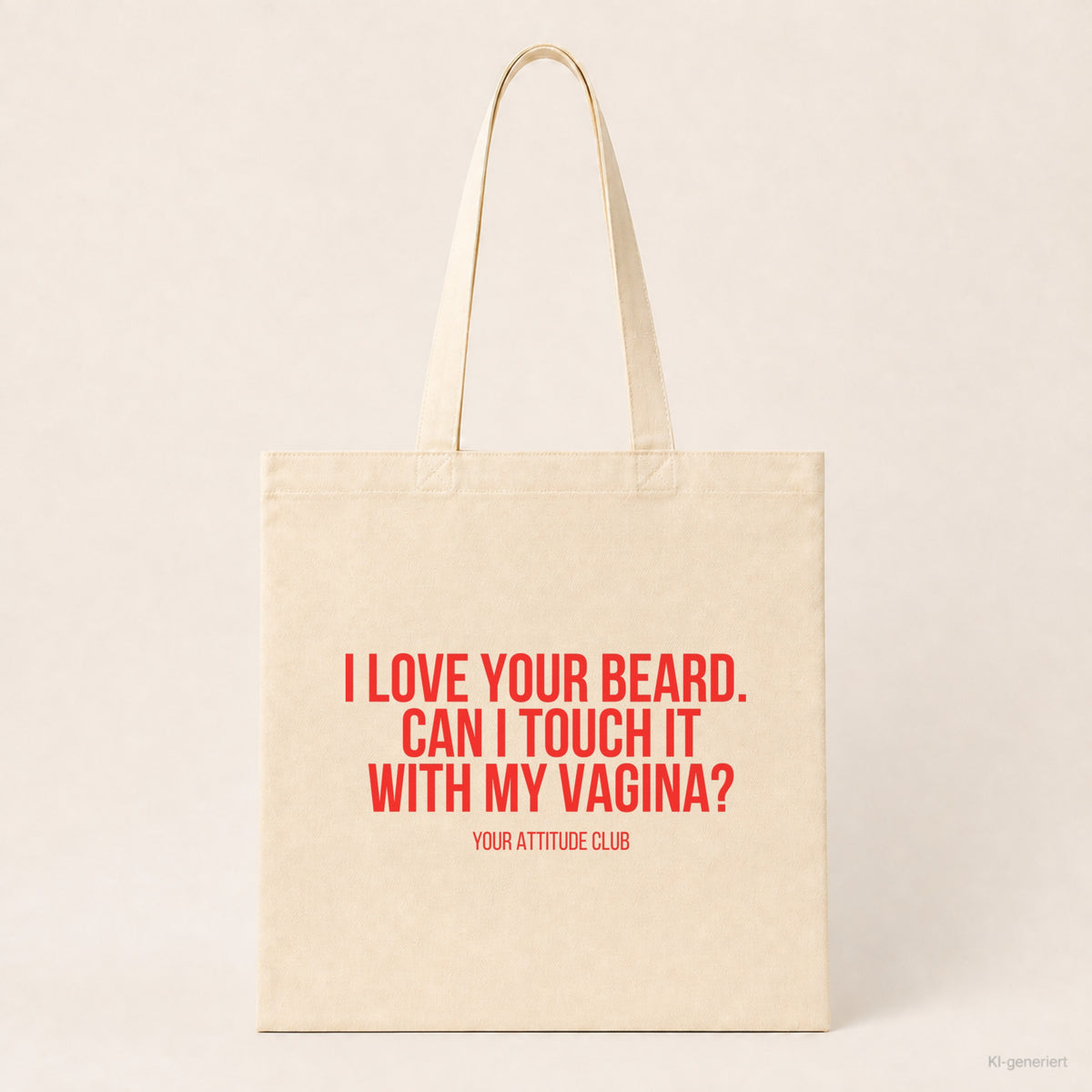 I love your beard. Can I touch it with my vagina? – Stoffbeutel mit Spruch beige, Produktansicht