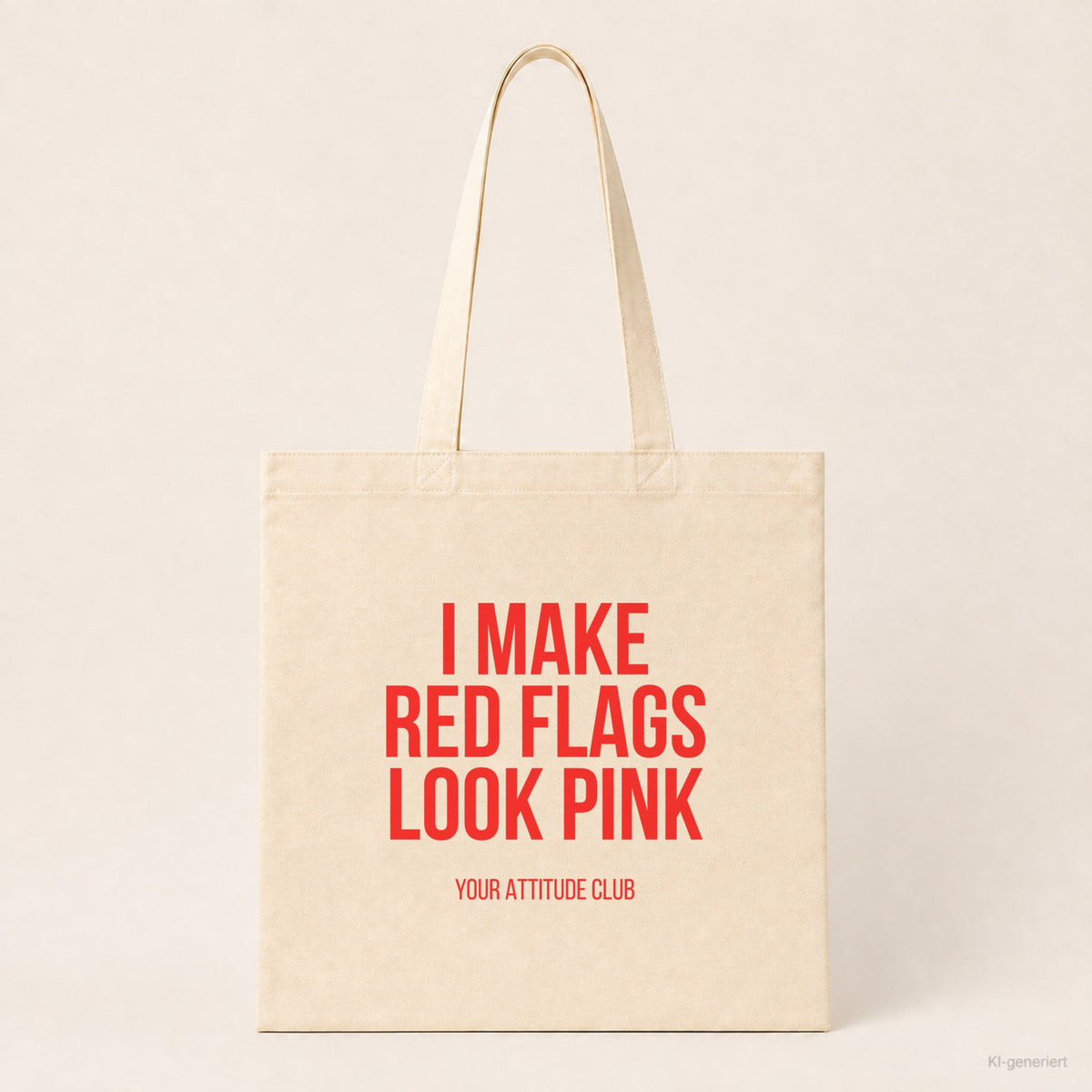 I make red flags look pink – Stoffbeutel mit Spruch beige, Produktansicht