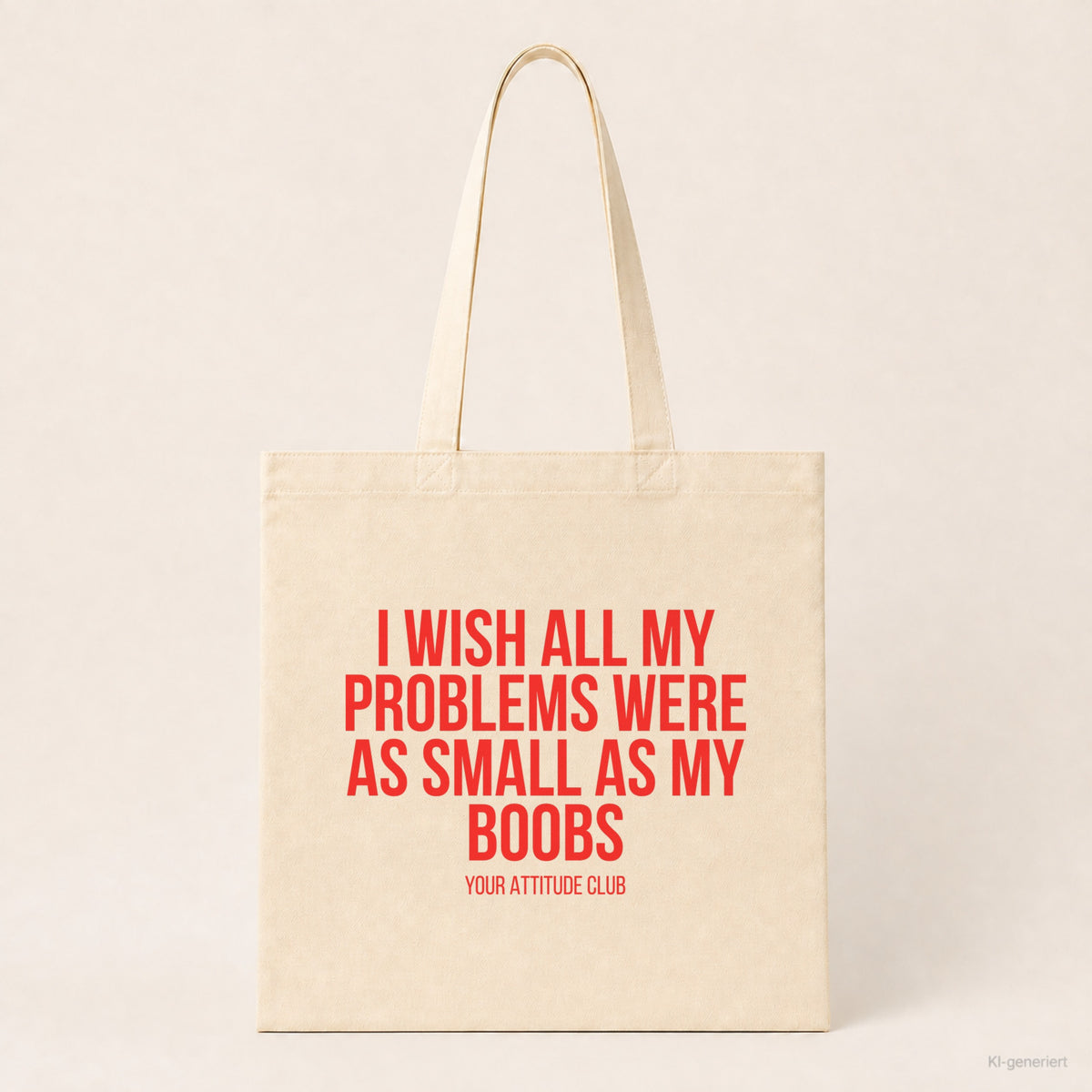I wish all my problems were as small as my boobs – Stoffbeutel mit Spruch beige, Produktansicht