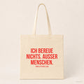 Ich bereue nichts. Ausser Menschen. – Stoffbeutel mit Spruch beige, Produktansicht