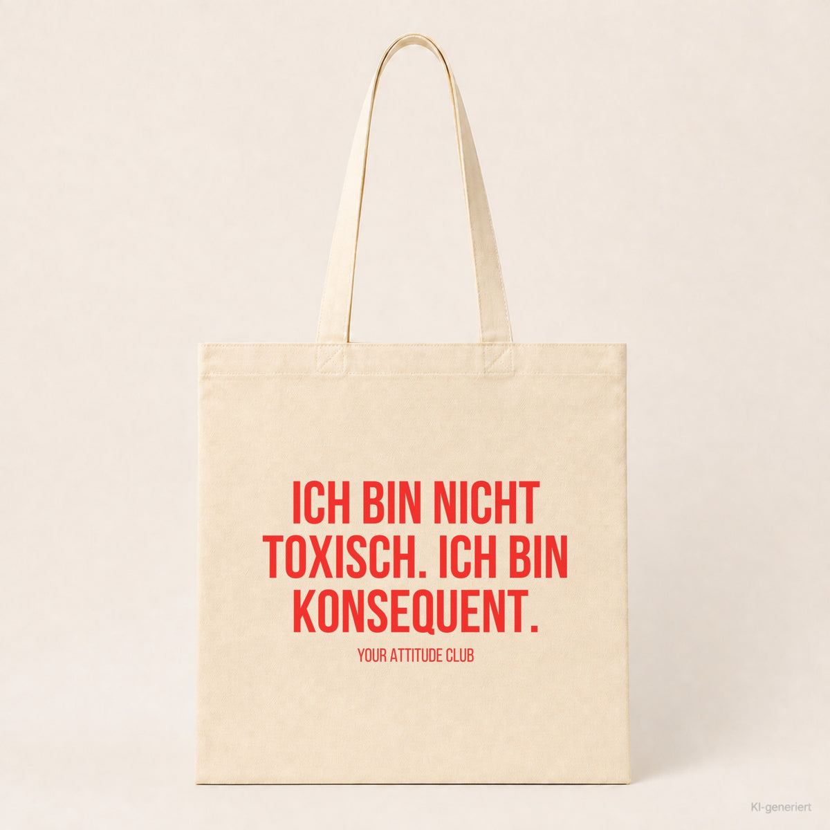 Ich bin nicht toxisch. Ich bin konsequent. – Stoffbeutel mit Spruch beige, Produktansicht
